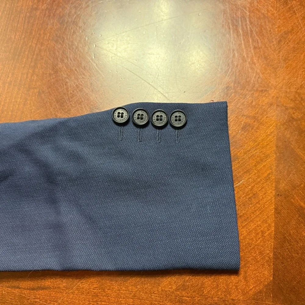 PAUL COSTELLOE Blue‎ Wool 2 Piece Suit 38 Jacket Trousers W 34